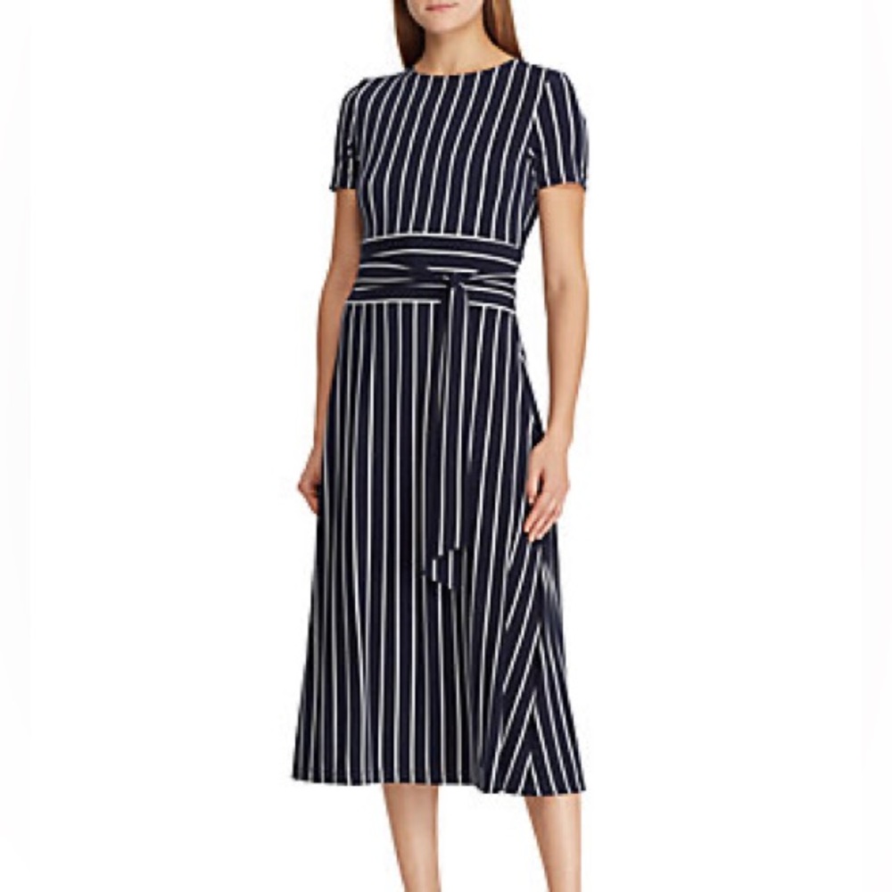 NWT Lauren Ralph Lauren Black and White Strip Dress